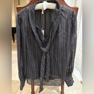 Rebecca Taylor silk tie neck top